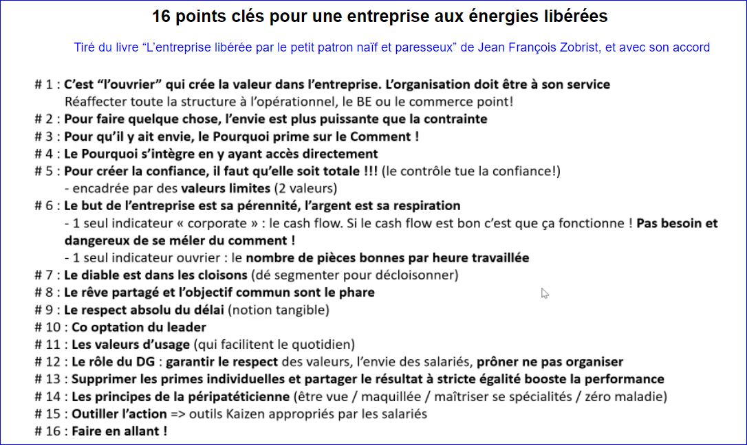 Les 16 points clés de l'entreprise libérée